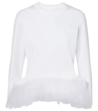 Noir Kei Ninomiya Tulle-trimmed cotton jersey top | Thumbnail 1