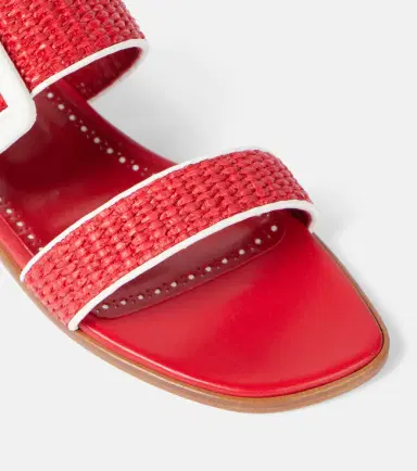 Manolo Blahnik Tituba leather-trimmed raffia sandals | Thumbnail 3 Manolo Blahnik Tituba leather-trimmed raffia sandals | Thumbnail 3