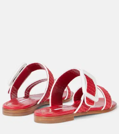 Manolo Blahnik Tituba leather-trimmed raffia sandals | Thumbnail 5 Manolo Blahnik Tituba leather-trimmed raffia sandals | Thumbnail 5