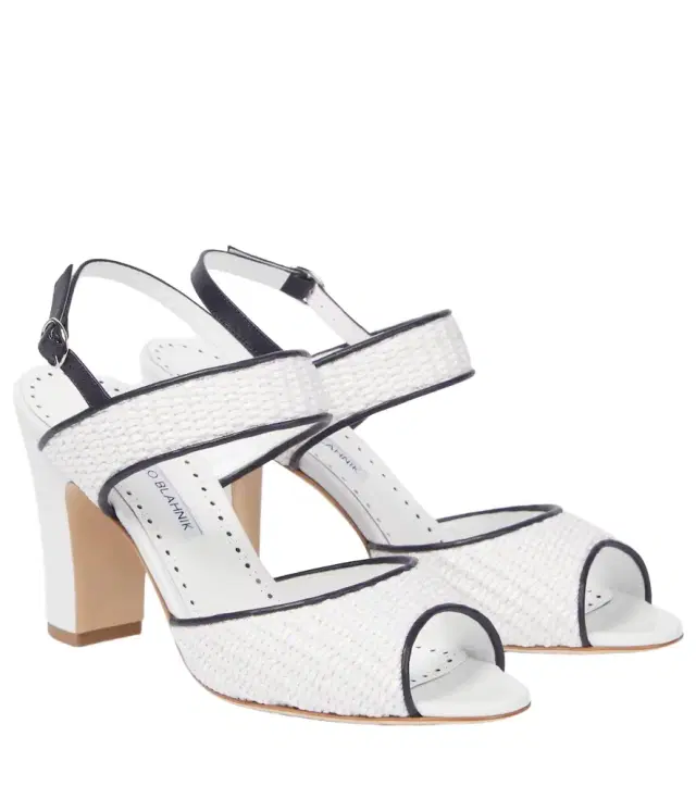 Manolo Blahnik Khiko 90 raffia slingback sandals