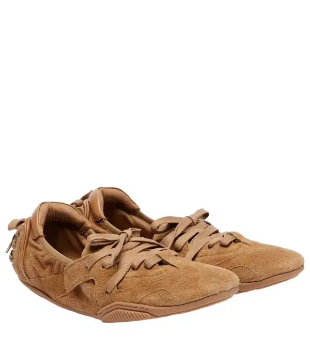 Leather-trimmed suede sneakers