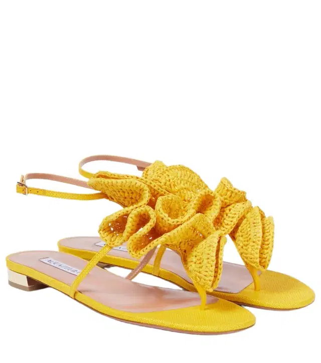 Aquazzura Noches Tropicales raffia thong sandals