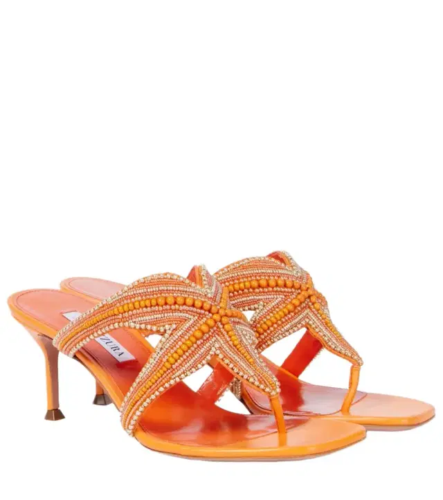 Aquazzura Reef Star beaded leather thong sandals