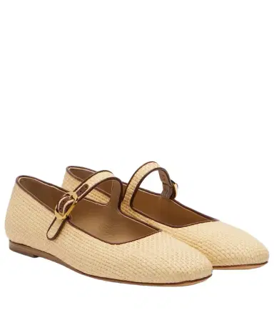 Le Monde Béryl Le Monde Béryl Leather-trimmed raffia Mary Jane flats | Thumbnail 1 Le Monde Béryl Le Monde Béryl Leather-trimmed raffia Mary Jane flats | Thumbnail 1
