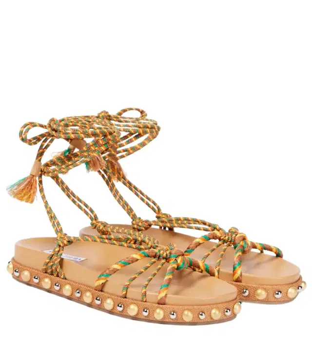 Aquazzura Tropical Rope embellished raffia sandals