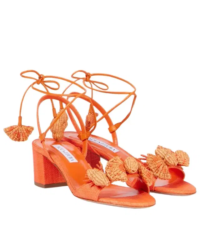Aquazzura Marea 50 appliqué leather-trimmed sandals