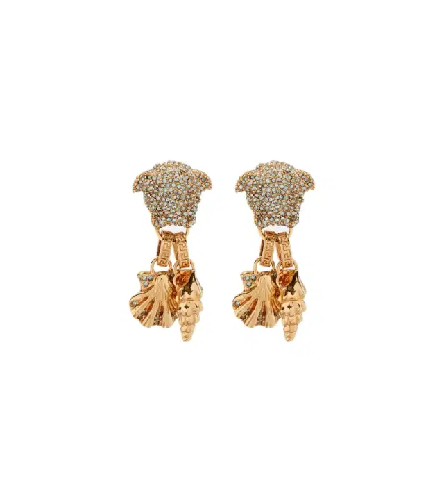 Versace La Medusa embellished drop earrings
