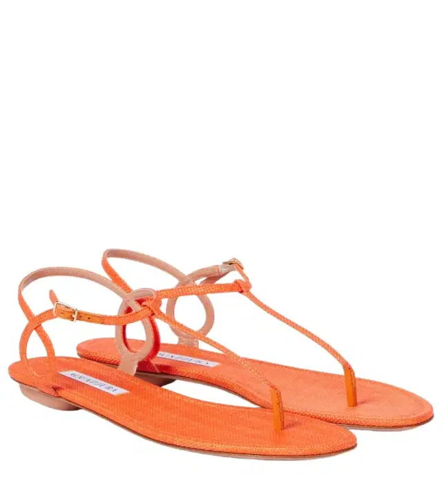 Aquazzura Almost Bare raffia-effect sandals