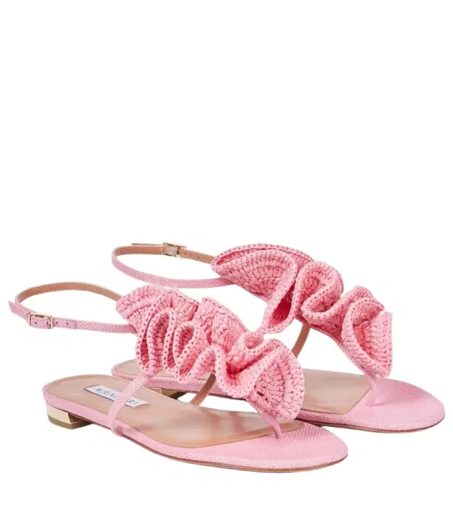 Aquazzura Noches Tropicales raffia thong sandals
