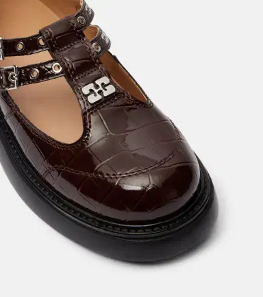 Ganni Croc-effect Mary Jane flats | Thumbnail 3