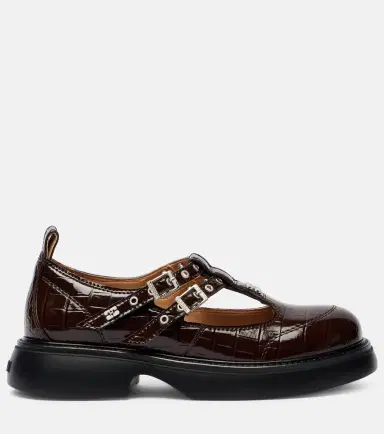 Ganni Croc-effect Mary Jane flats | Thumbnail 4
