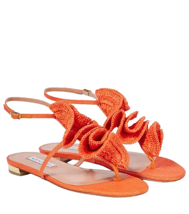 Aquazzura Noches Tropicales raffia thong sandals