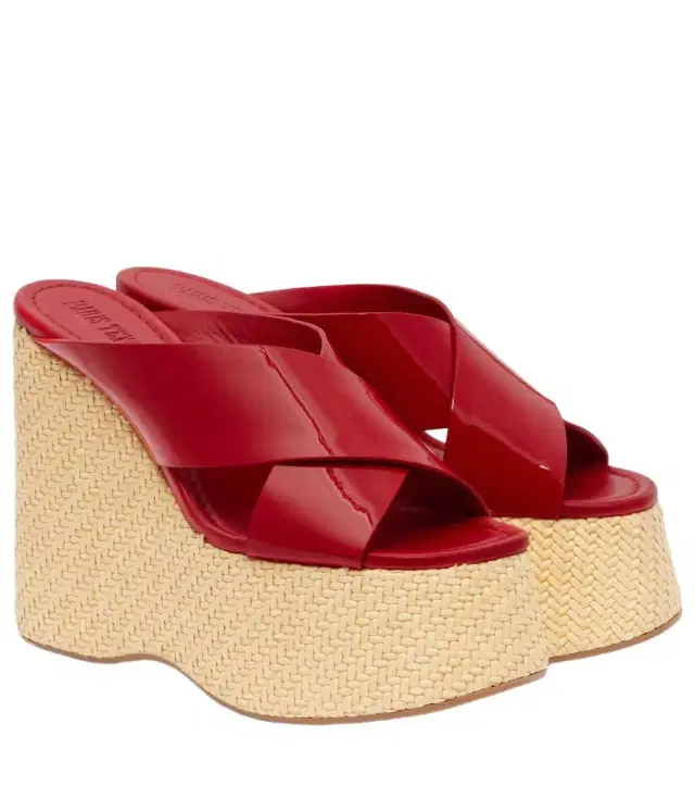 Paris Texas Mara patent leather wedge mules