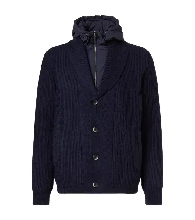 Herno Layered wool and technical cardigan