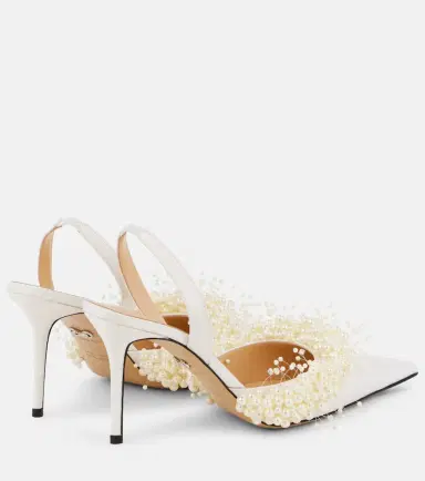 Mach & Mach Floating Pearl 85 satin slingback pumps | Thumbnail 2