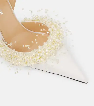 Mach & Mach Floating Pearl 85 satin slingback pumps | Thumbnail 4