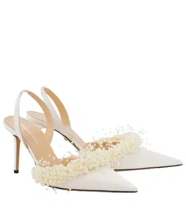 Mach & Mach Floating Pearl 85 satin slingback pumps | Thumbnail 1
