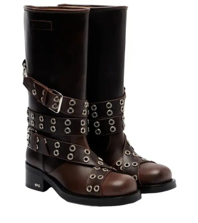 Mach & Mach Buckle Belt leather biker boots
