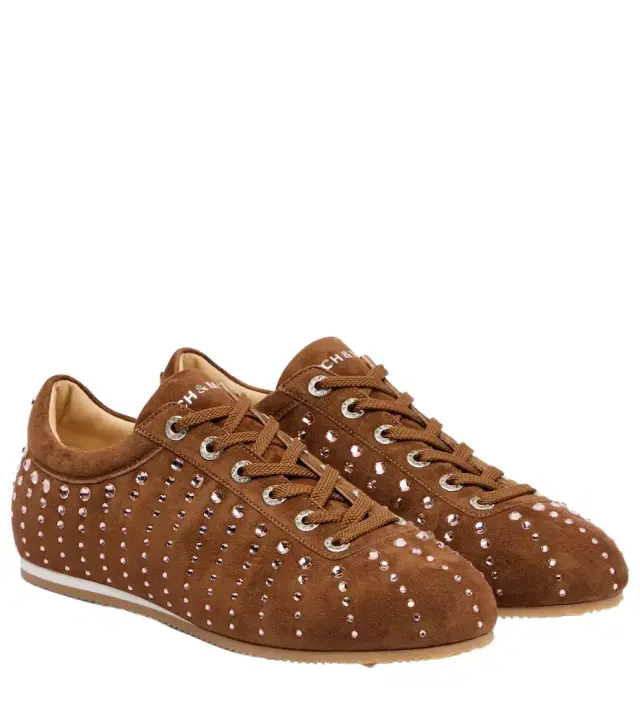 Mach & Mach Ballet Runner embellished suede sneakers