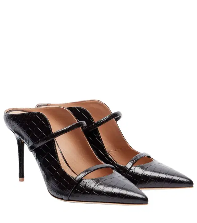 Malone Souliers Maureen 85 croc-effect leather pumps