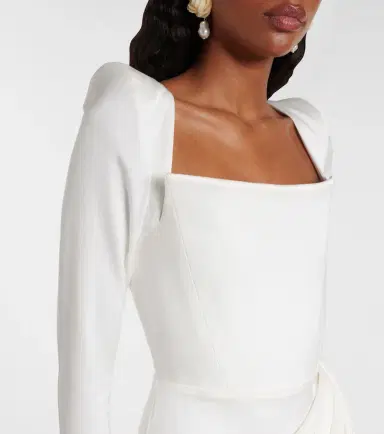 Alex Perry Bridal draped crêpe satin bustier gown | Thumbnail 4