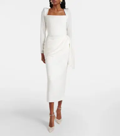 Alex Perry Bridal draped crêpe satin bustier gown | Thumbnail 5