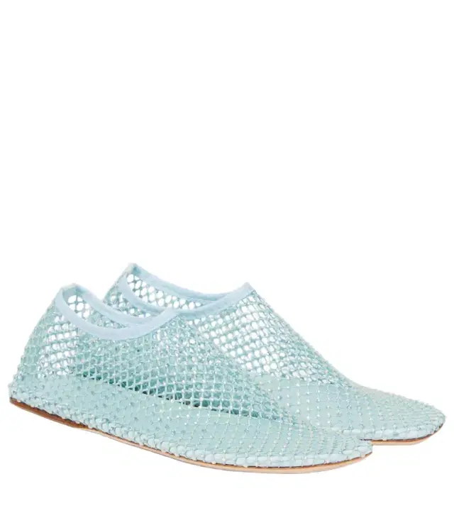 Christopher Esber Minette crystal-embellished fishnet ballet flats