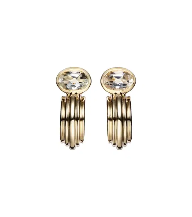 Stone and Strand Pavillion 14kt gold earrings with topazes