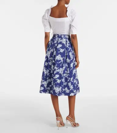 Carolina Herrera Floral faille midi skirt | Thumbnail 4