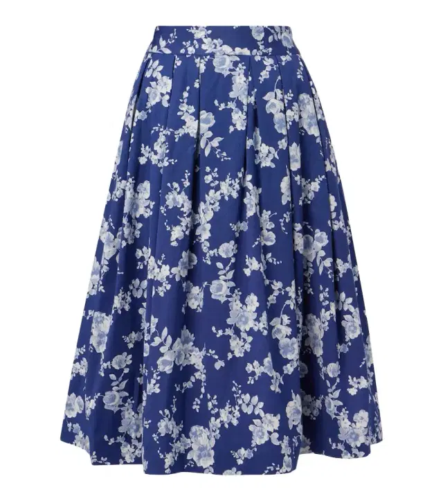 Floral faille midi skirt