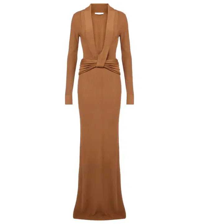 Aya Muse Aure gathered knitted silk-blend gown
