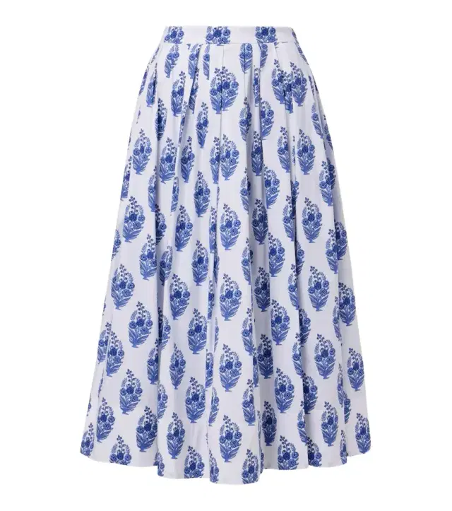 Floral cotton-blend midi skirt