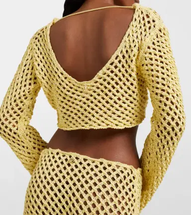 Bananhot Magen crochet cotton-blend crop top | Thumbnail 3