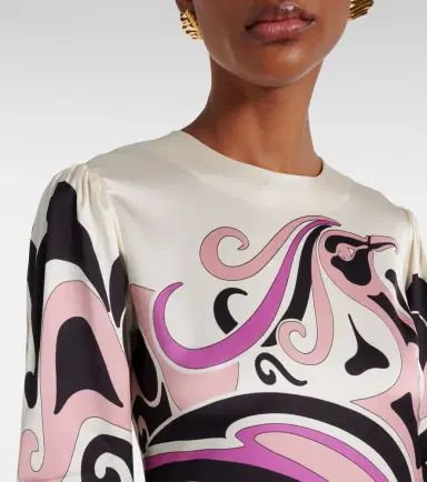 La DoubleJ Clingy Swing printed satin midi dress | Thumbnail 4