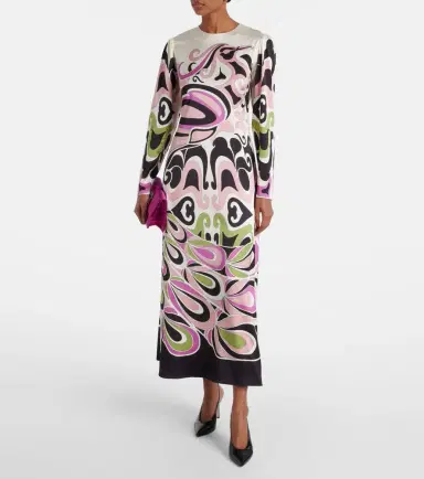 La DoubleJ Clingy Swing printed satin midi dress | Thumbnail 5