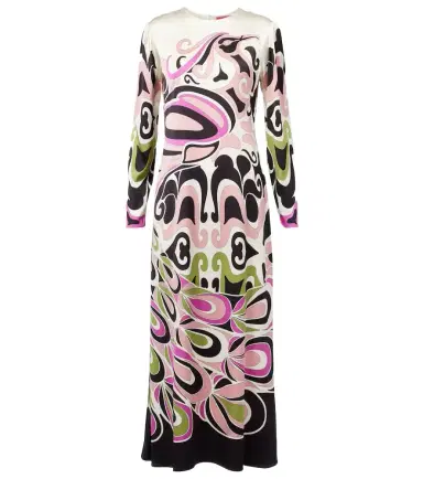 La DoubleJ Clingy Swing printed satin midi dress | Thumbnail 1