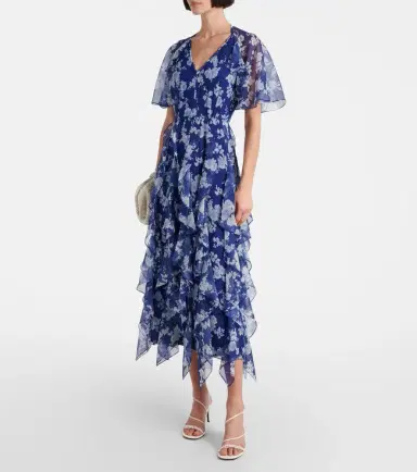 Carolina Herrera Floral ruffled chiffon midi dress | Thumbnail 2 Carolina Herrera Floral ruffled chiffon midi dress | Thumbnail 2