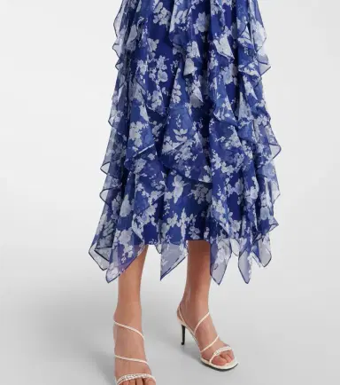 Carolina Herrera Floral ruffled chiffon midi dress | Thumbnail 3 Carolina Herrera Floral ruffled chiffon midi dress | Thumbnail 3