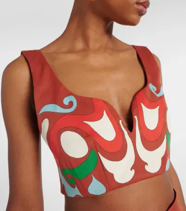 La DoubleJ Baia printed cotton-blend crop top | Thumbnail 2