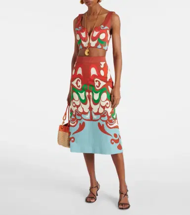 La DoubleJ Baia printed cotton-blend crop top | Thumbnail 3