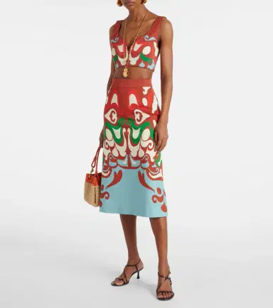 La DoubleJ Baia printed cotton-blend midi skirt | Thumbnail 5