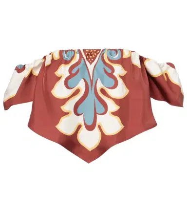 La DoubleJ Sand Dollar off-shoulder silk top | Thumbnail 1