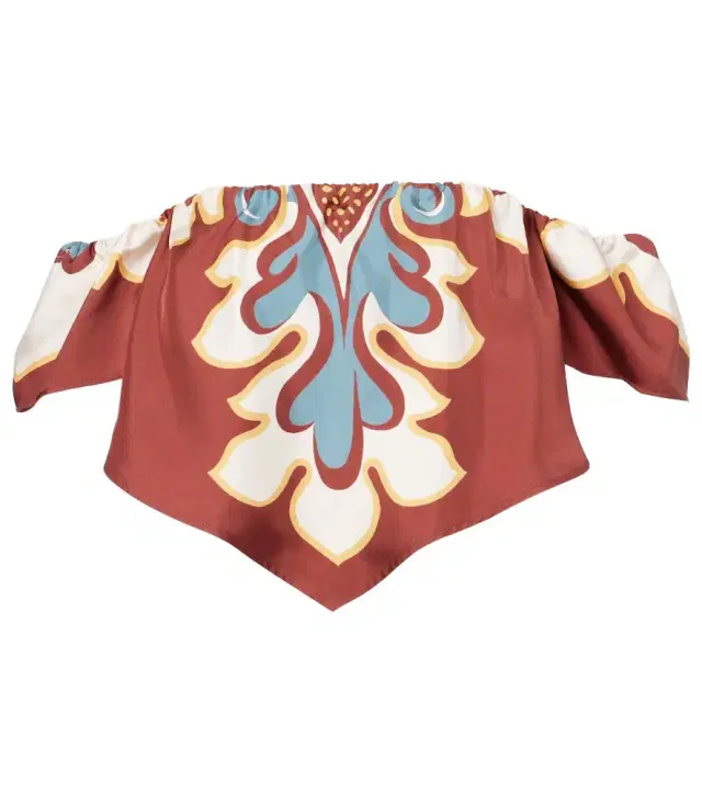 La DoubleJ Sand Dollar off-shoulder silk top