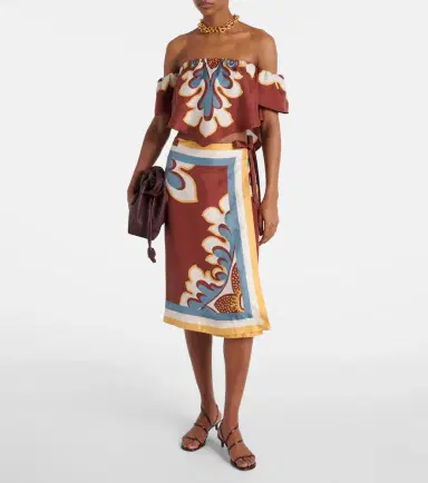 La DoubleJ Printed silk wrap skirt | Thumbnail 3