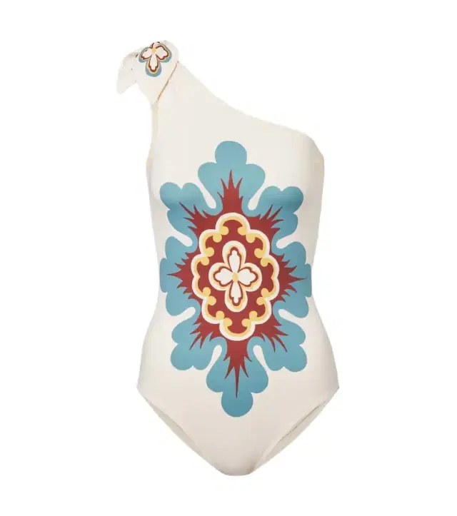 La DoubleJ Goddess printed one-shoulder swimsuit
