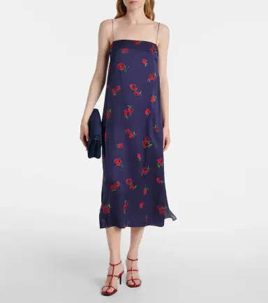 Khaite Sicily printed twill slip dress | Thumbnail 2