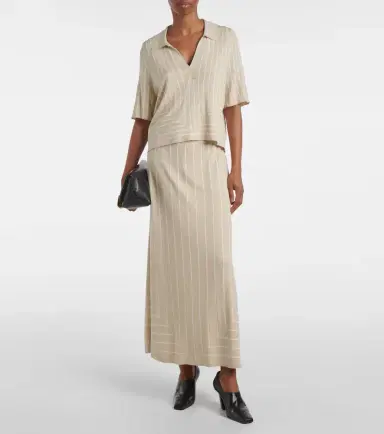 Joseph Striped cotton and silk maxi skirt | Thumbnail 3