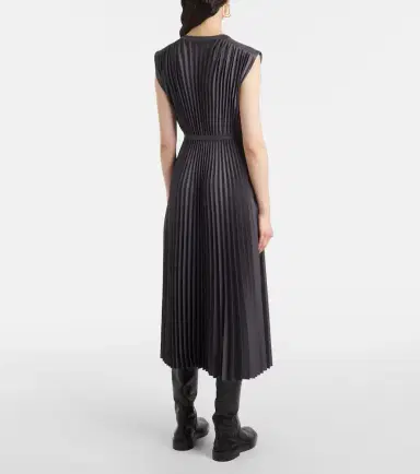 Joseph Volta belted plissé satin midi dress | Thumbnail 2