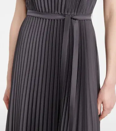 Joseph Volta belted plissé satin midi dress | Thumbnail 4