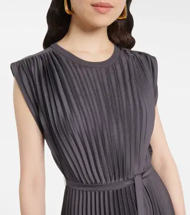 Joseph Volta belted plissé satin midi dress | Thumbnail 5